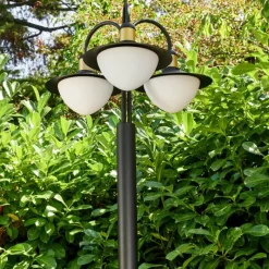 Lampes Dorées-hofstein Lampadaire d'extérieur Theux Or, Noir, 3 lumières