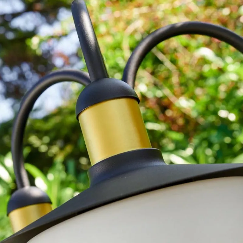 Lampes Dorées-hofstein Lampadaire d'extérieur Theux Or, Noir, 3 lumières