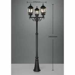 Lampes Vintages & Rétros-Luminaires Trio Lampadaire d'extérieur Trio Elvo Noir, 3 lumières