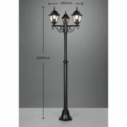 Lampes Vintages & Rétros-Luminaires Trio Lampadaire d'extérieur Trio Livenza Noir, 3 lumières