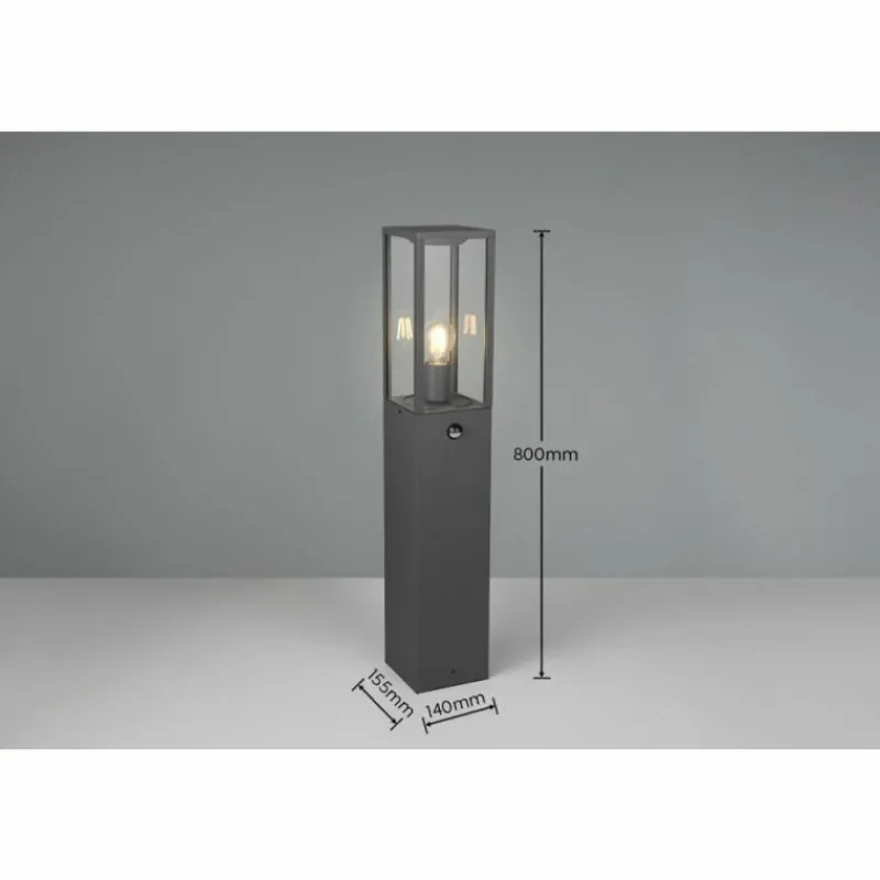 Luminaires Trio Lampadaire d'extérieur Trio GARONNE Anthracite, 1 lumière, Détecteur de mouvement