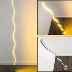 hofstein Lampadaire Dillon LED Nickel mat, 1 lumière