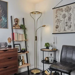 hofstein Lampadaire Donna LED Laiton, 2 lumières