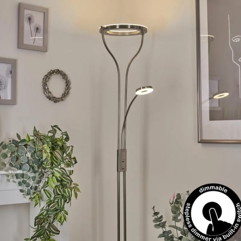 hofstein Lampadaire Donna LED Nickel mat, 2 lumières* Éclairage Led