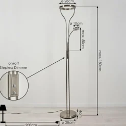 hofstein Lampadaire Donna LED Nickel mat, 2 lumières* Éclairage Led