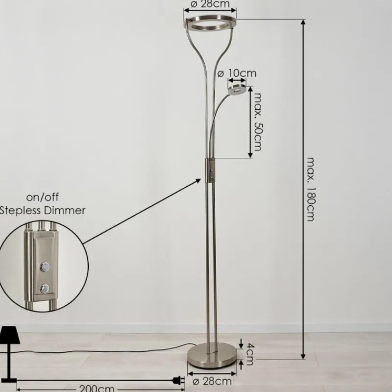 hofstein Lampadaire Donna LED Nickel mat, 2 lumières* Éclairage Led