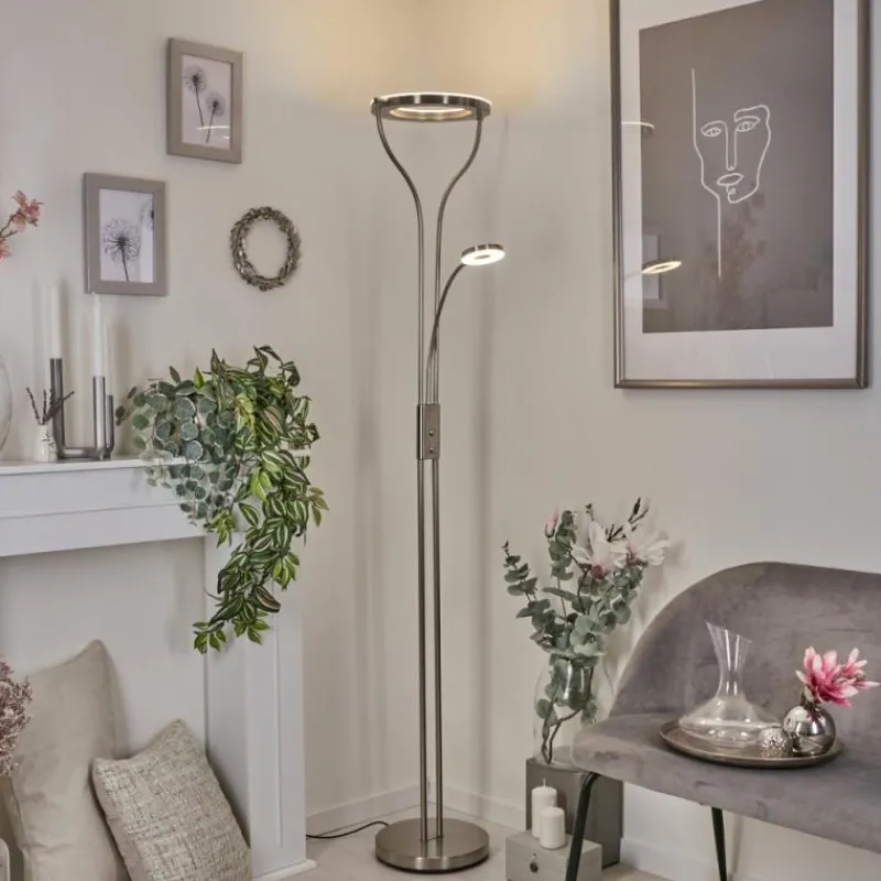 hofstein Lampadaire Donna LED Nickel mat, 2 lumières* Éclairage Led