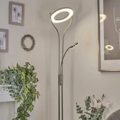 hofstein Lampadaire Donna LED Nickel mat, 2 lumières* Éclairage Led