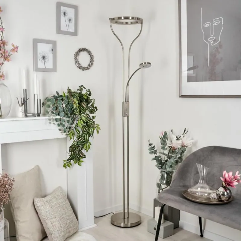 hofstein Lampadaire Donna LED Nickel mat, 2 lumières* Éclairage Led