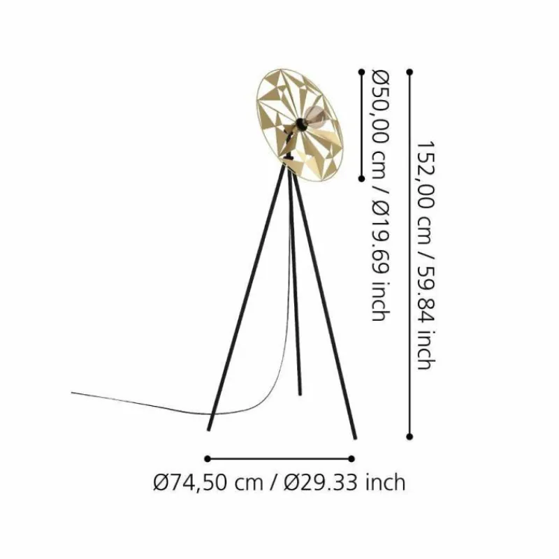 Lampes Dorées-Luminaires Eglo Lampadaire Eglo CASTANUELO Or, Noir, 1 lumière