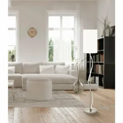 Lampes En Tissu-Luminaires Eglo Lampadaire EGLO ESPARTAL Aluminium, Nickel mat, 2 lumières