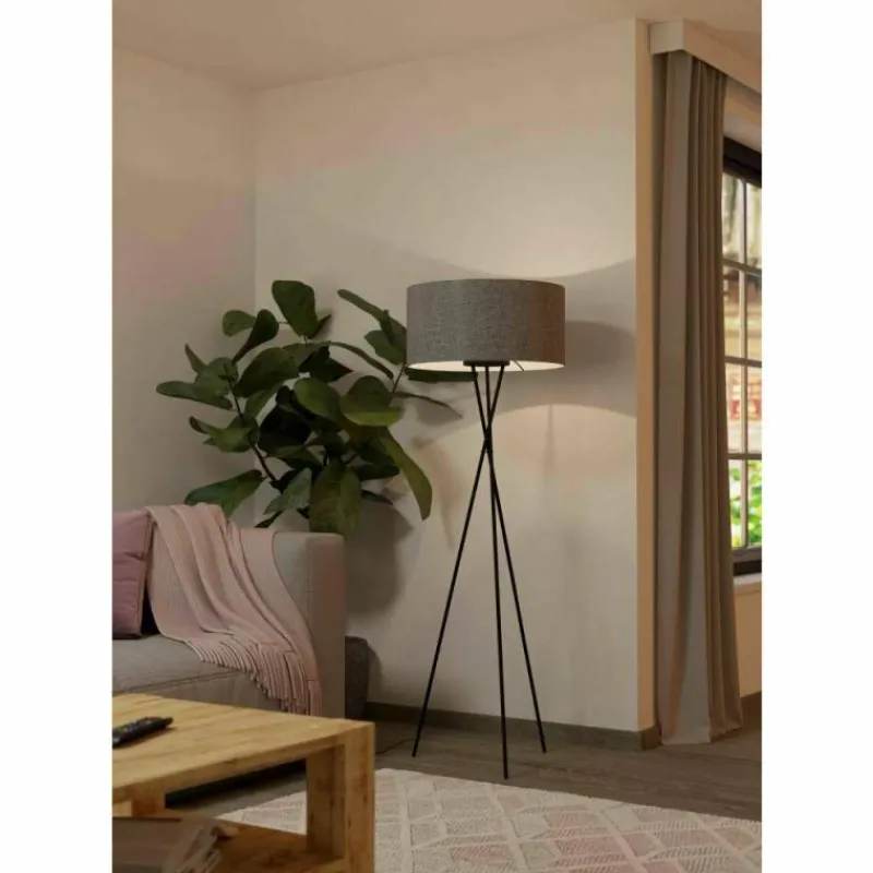Lampes En Tissu-Luminaires Eglo Lampadaire Eglo FONDACHELLI Noir, 1 lumière
