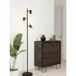 Luminaires Eglo Lampadaire Eglo LURONE Laiton, Noir, 3 lumières* Lampadaires Et Lampes Sur Pied