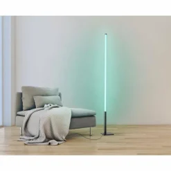 Luminaires Eglo Lampadaire Eglo PICACHA LED Noir, 1 lumière, Télécommandes, Changeur de couleurs* Lampadaires Et Lampes Sur Pied