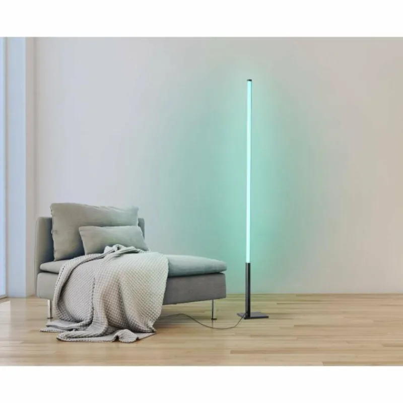 Luminaires Eglo Lampadaire Eglo PICACHA LED Noir, 1 lumière, Télécommandes, Changeur de couleurs* Lampadaires Et Lampes Sur Pied