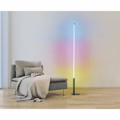 Luminaires Eglo Lampadaire Eglo PICACHA LED Noir, 1 lumière, Télécommandes, Changeur de couleurs* Lampadaires Et Lampes Sur Pied