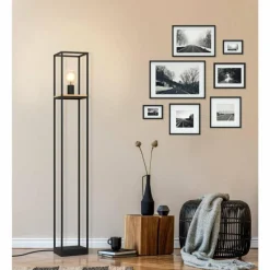 Lampes En Bois-Luminaires Eglo Lampadaire Eglo-Leuchten LIBERTAD Brun, Noir, 1 lumière