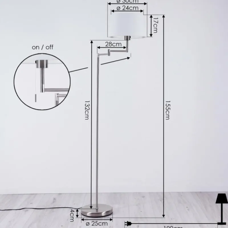 Lampes En Tissu-hofstein Lampadaire Eleshult Chrome, 1 lumière