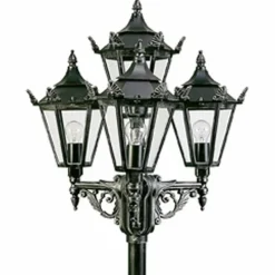 Luminaires Rustiques-Luminaires Albert Leuchten Lampadaire extérieur Albert 2056 Noir, Argenté, 4 lumières