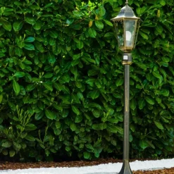 Luminaires Rustiques-hofstein Lampadaire extérieur Bristol Or, Laiton, 1 lumière, Détecteur de mouvement