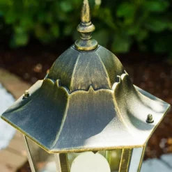 Luminaires Rustiques-hofstein Lampadaire extérieur Bristol Or, Laiton, 1 lumière, Détecteur de mouvement