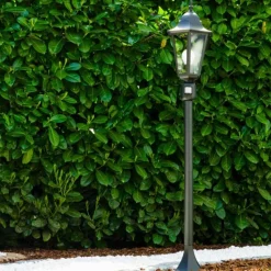 Luminaires Rustiques-hofstein Lampadaire extérieur Bristol Noir, 1 lumière, Détecteur de mouvement