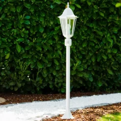 Luminaires Rustiques-hofstein Lampadaire extérieur Bristol Blanc, 1 lumière, Détecteur de mouvement