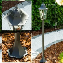 Luminaires Rustiques-hofstein Lampadaire extérieur Bristol Noir, Transparent, 1 lumière