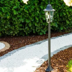 Luminaires Rustiques-hofstein Lampadaire extérieur Bristol Noir, Transparent, 1 lumière