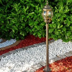 Luminaires Rustiques-hofstein Lampadaire extérieur Lentua Brun doré, 1 lumière