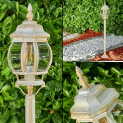 Luminaires Rustiques-hofstein Lampadaire extérieur Lentua Or, 1 lumière