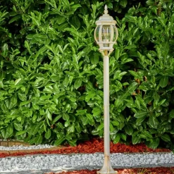 Luminaires Rustiques-hofstein Lampadaire extérieur Lentua Or, 1 lumière