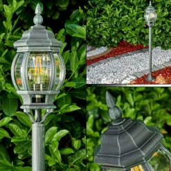 Luminaires Rustiques-hofstein Lampadaire extérieur Lentua Vert, Noir, 1 lumière