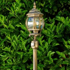 Luminaires Rustiques-hofstein Lampadaire extérieur Lentua Brun doré, 1 lumière, Détecteur de mouvement