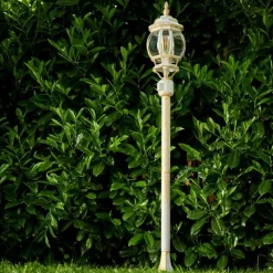 Luminaires Rustiques-hofstein Lampadaire extérieur Lentua Or, Blanc, 1 lumière, Détecteur de mouvement