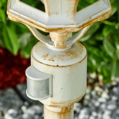 Luminaires Rustiques-hofstein Lampadaire extérieur Lentua Or, Blanc, 1 lumière, Détecteur de mouvement