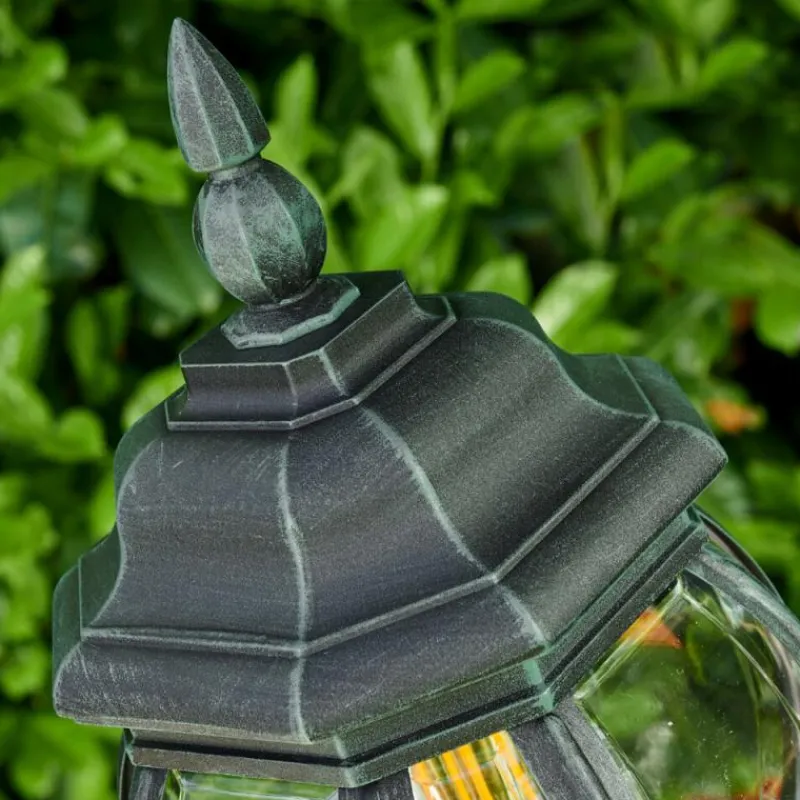 Luminaires Rustiques-hofstein Lampadaire extérieur Lentua Vert, Noir, 1 lumière, Détecteur de mouvement