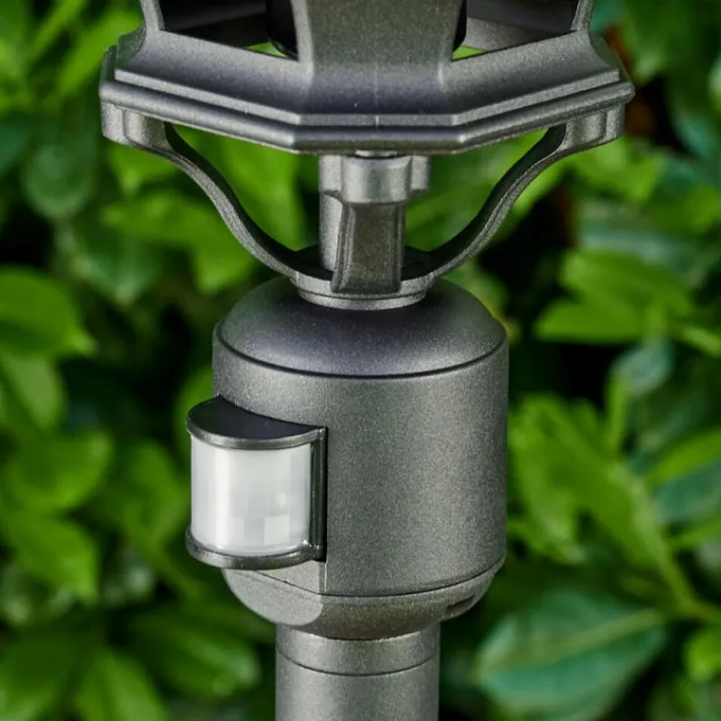 Luminaires Rustiques-hofstein Lampadaire extérieur Lentua Noir, 1 lumière, Détecteur de mouvement