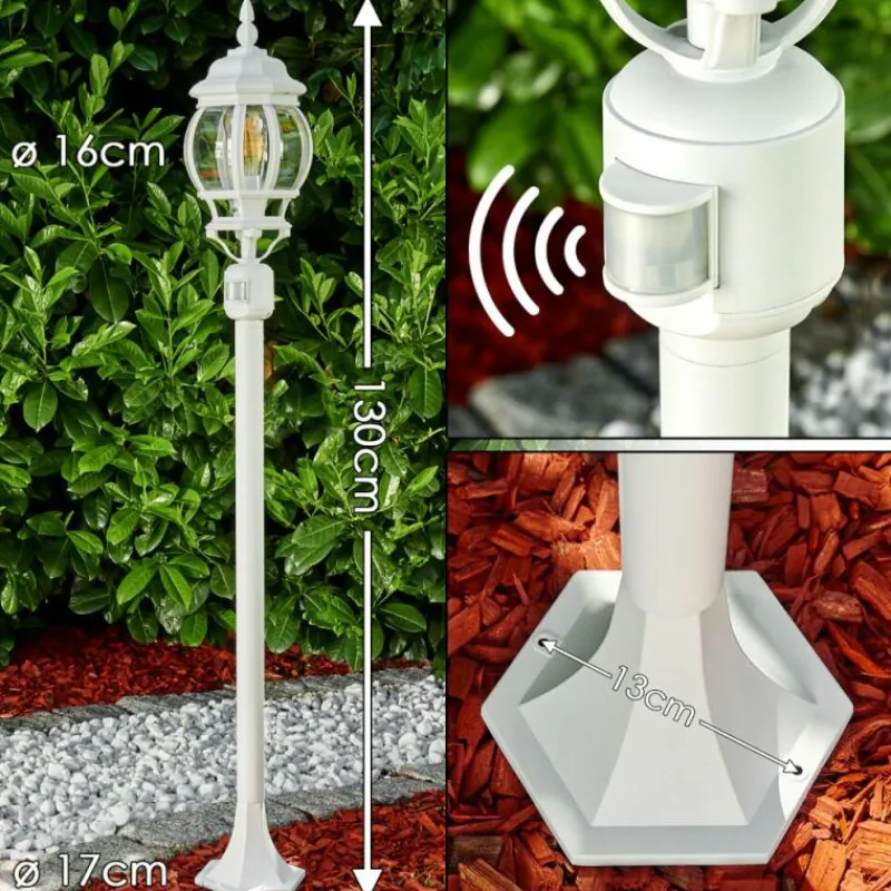 Luminaires Rustiques-hofstein Lampadaire extérieur Lentua Blanc, 1 lumière, Détecteur de mouvement