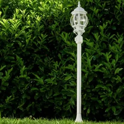 Luminaires Rustiques-hofstein Lampadaire extérieur Lentua Blanc, 1 lumière, Détecteur de mouvement