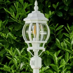 Luminaires Rustiques-hofstein Lampadaire extérieur Lentua Blanc, 1 lumière, Détecteur de mouvement