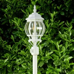 Luminaires Rustiques-hofstein Lampadaire extérieur Lentua Blanc, 1 lumière, Détecteur de mouvement