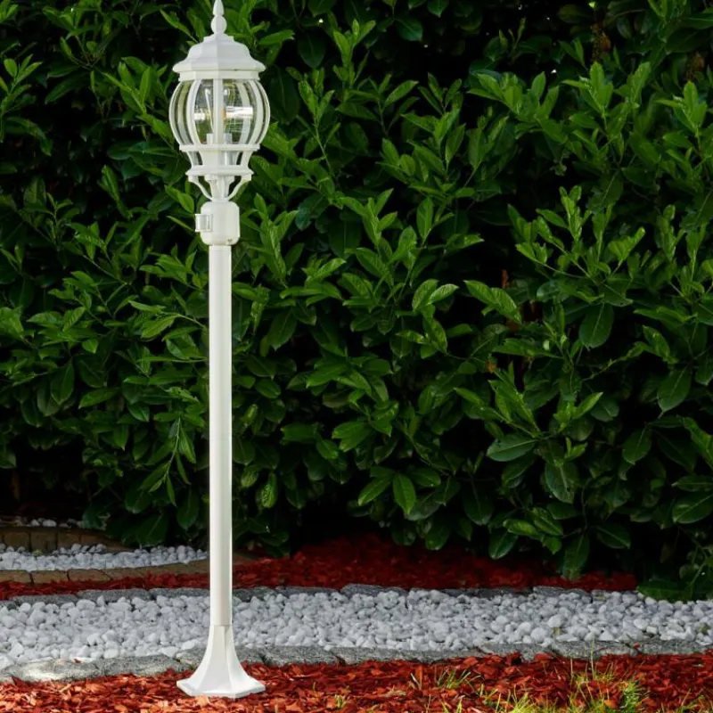Luminaires Rustiques-hofstein Lampadaire extérieur Lentua Blanc, 1 lumière, Détecteur de mouvement