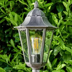 Luminaires Rustiques-hofstein Lampadaire extérieur Lignac Noir, Argenté, 1 lumière