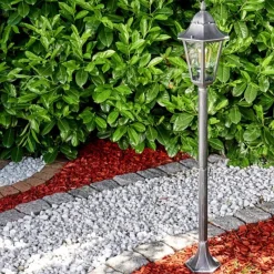 Luminaires Rustiques-hofstein Lampadaire extérieur Lignac Noir, Argenté, 1 lumière