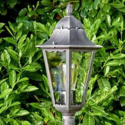 Luminaires Rustiques-hofstein Lampadaire extérieur Lignac Noir, Argenté, 1 lumière