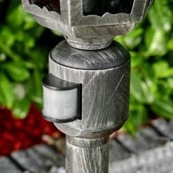 Luminaires Rustiques-hofstein Lampadaire extérieur Lignac Noir, Argenté, 1 lumière, Détecteur de mouvement