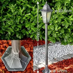 Luminaires Rustiques-hofstein Lampadaire extérieur Lignac Noir, Argenté, 1 lumière