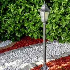 Luminaires Rustiques-hofstein Lampadaire extérieur Lignac Noir, Argenté, 1 lumière