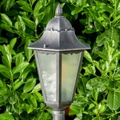 Luminaires Rustiques-hofstein Lampadaire extérieur Lignac Noir, Argenté, 1 lumière